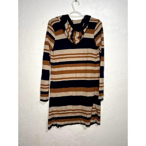 Allison Brittney stripe open front hooded long line cardigan womens small - Picture 4 of 6